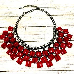 Statement Piece Necklace Red Teared Beads